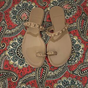 NWOB Size 10 Carmen Sol Maria Flat Jelly Sandals in Nude